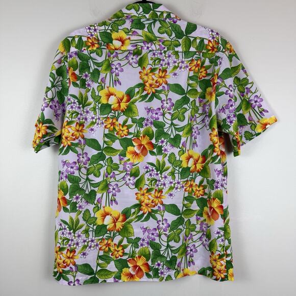 Vtg 70s Hilo Hattie Hawaiian Camp Shirt M Polyester Multi Floral Tropical Beach - Picture 6 of 8